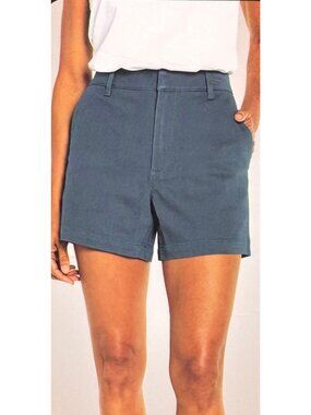 Banana Republic Womens Chino Shorts Size 12 Blue Mid-Rise Cotton Blend NWT